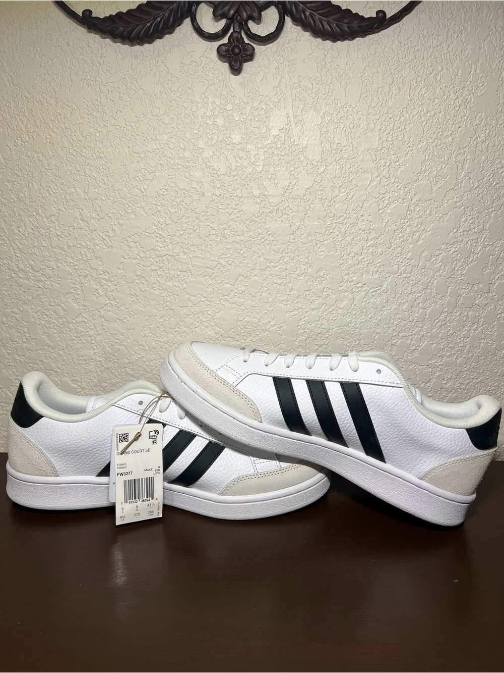 adidas Men’s White Sneakers with Black 3-Stripes